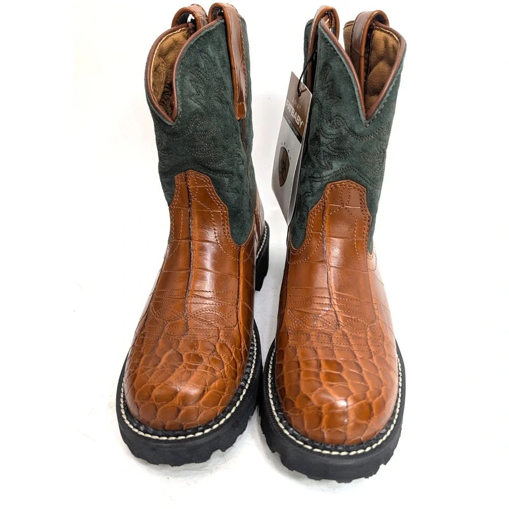 Ariat 🐎Fatbaby Almond Gator Print Western Boots - Ladies 6.5 B *NEW*